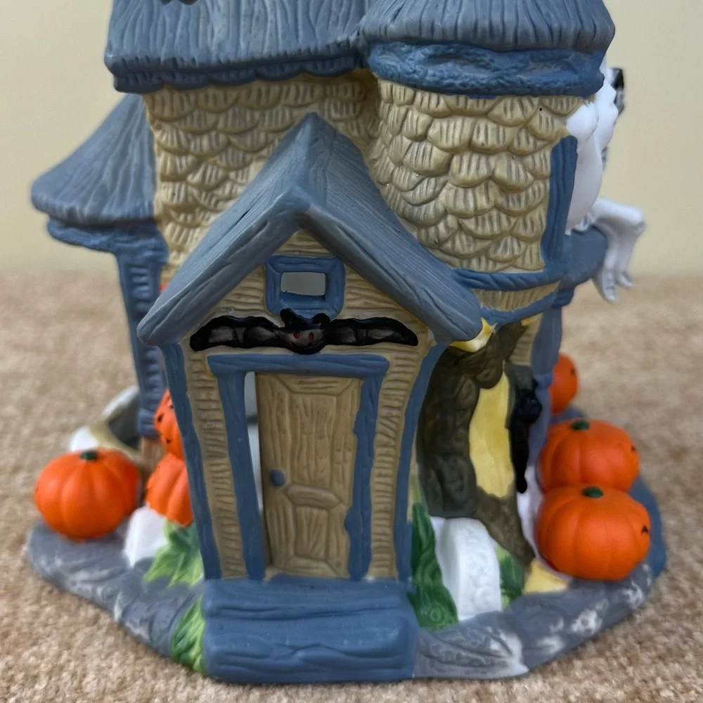 PartyLite Retired Ceramic Haunted Halloween Tealight Candle House